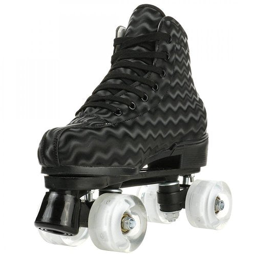 jessie Womens Roller Skates Water Ripple High-top Roller Skates Four-Wheel Roller Skates Shiny Roller Skates for Adult Youth Boys Girls Outdoor with Shoes Bag (Black ripple flash,US:8)