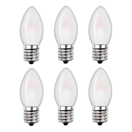 C7 Candelabra Led Light Bulbs, Small Night Light Bulb,0.5W Equivalent to 4 Watt 5 Watt Incandescent,Christmas Village Replacement Bulbs-E12 Base 2700K Warm White for Home Decorate Window Candles-6Pack