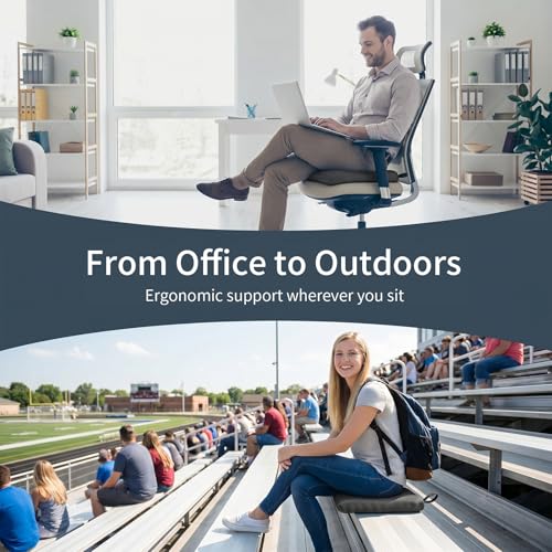 Anycosy Portable Stadium Seat Cushion 1 Pack - Extra Thick Bleacher Seat Pad for Outdoor Events, Gray