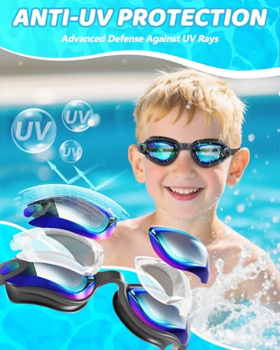 Kids Swim Goggles 2 Pack - Anti-Fog, UV Protection, Leak-Proof