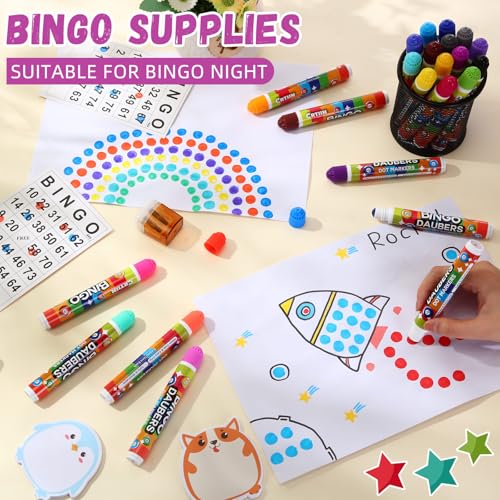 Crtiin 90 Pack Bingo Dot Markers - 30 Bright Colors, Kids Art Supplies