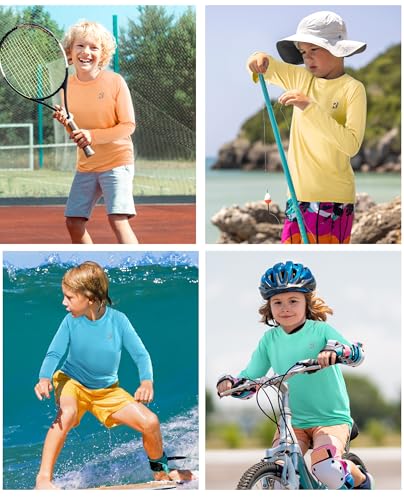 Boys Rash Guard Swim Shirt - UPF 50 Long Sleeve, Quick Dry - X-Large Flowers Gray Red Orange