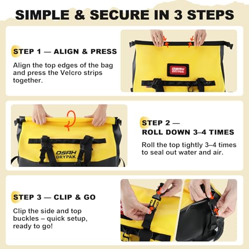 OSAH DRYPAK 25L Yellow Waterproof Duffel Bag – Heavy-Duty Roll-Top Dry Bag