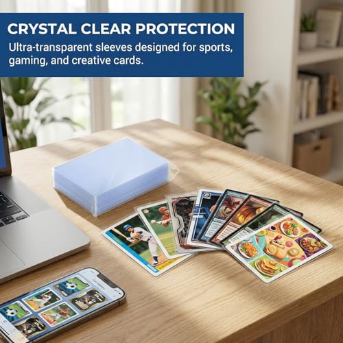 200PCS Clear Trading Card Sleeves - Durable Soft Plastic Protectors
