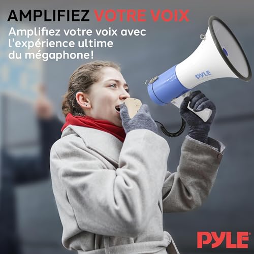 Portable Megaphone PA Bullhorn Speaker with Siren - Blue/White
