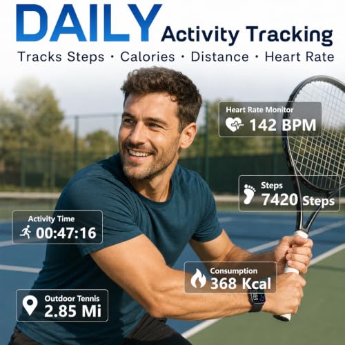 Senior-Friendly Pedometer Watch - Step Counter, Black, IP68 Water Resistant