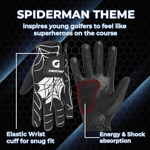 Kids Golf Gloves - Junior Left Hand - Black & Silver - Age 2-4