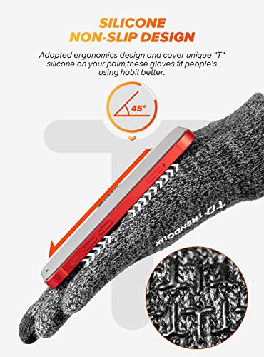 Merino Wool Winter Gloves - Black Grey, Large - Touchscreen, Non-Slip
