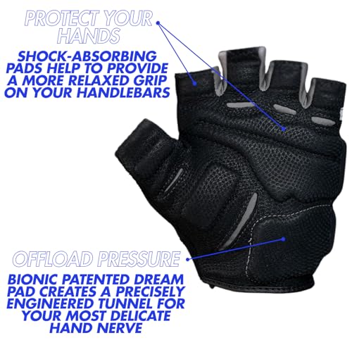 Bionic Men's Cycling Gloves Large Fingerless Black with Shock Absorbing Pads