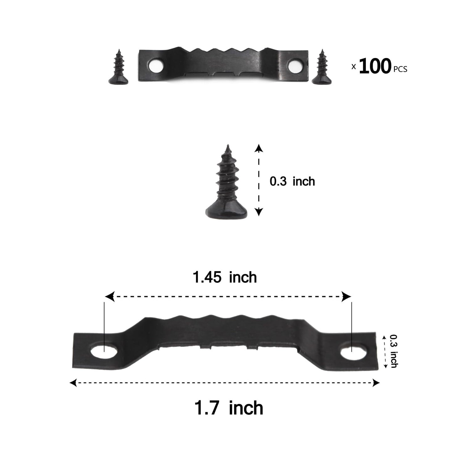 100 Pack Heavy Duty Sawtooth Picture Hangers with 200 Screws Black Small Sawtooth Hangers for Picture Frames, Paintings, Artwork, Photos, and Home Decor Black Sawtooth Picture Frame Hangers