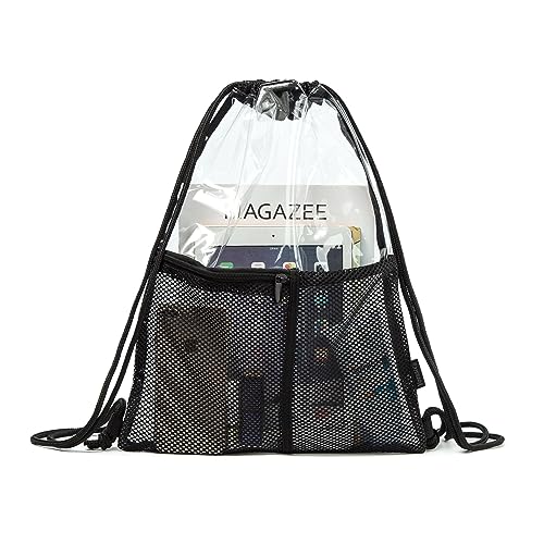 Black Clear Drawstring Backpack - Stadium Approved Gym & Concert Bag