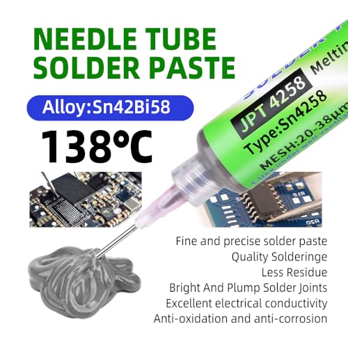 Sn42-Bi58 Solder Paste, No Clean Lead Free 30g Soldering Paste, 138¡É Melting Point, Low Temp Solders Pastes for Electronics Flux for BGA, SMD Repair (1 Pack)