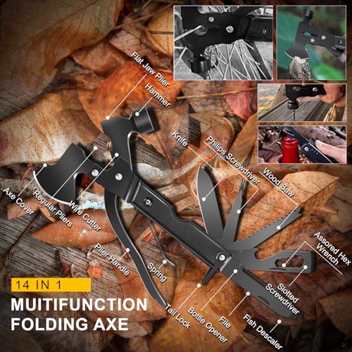Survival Kit 219Pcs with 14-in-1 Tools, Axe, Lantern & Water Filter – Black (MLIPDC) - Father's Day Gift
