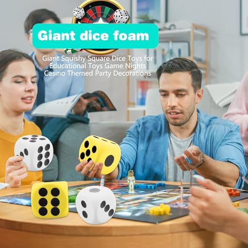 Giant Foam Dice Set 6 Inches Color Set of 6 - Educational, Party & Family Game Toy