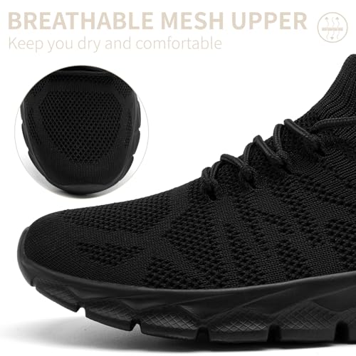 VXGGVX Men's Lightweight Running Tennis Shoes All Black 13 - Athletic Gym Sneakers