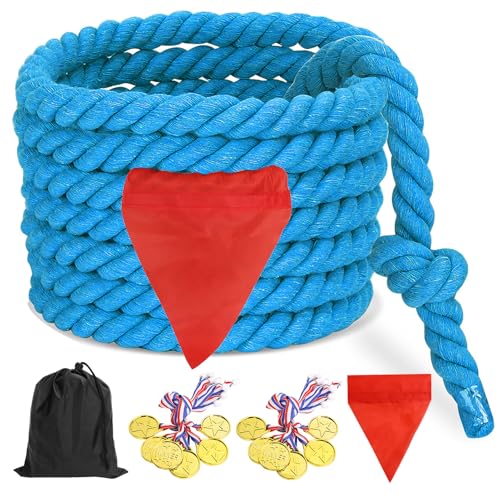Tug of War Rope - 20 Ft Blue for Kids & Adults - Party Games