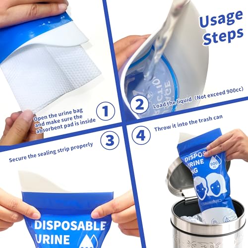 Disposable Urine Bags - 900ML Portable Emergency Pee Bags for Travel - Blue-12