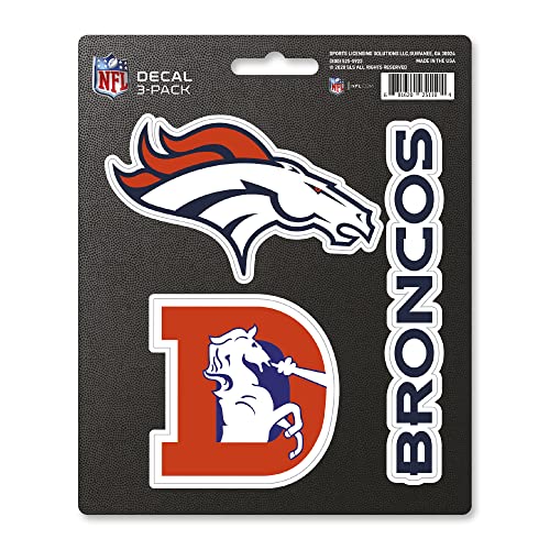 Denver Broncos Vinyl Decal 3-Pack - 5x7.5 Inch Team Colors