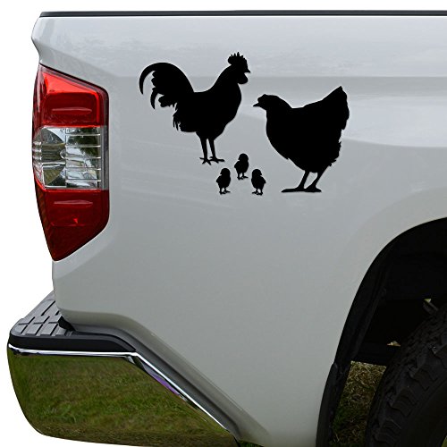 Chicken Family Farm Vinyl Decal Sticker - 6 Inch Matte Black