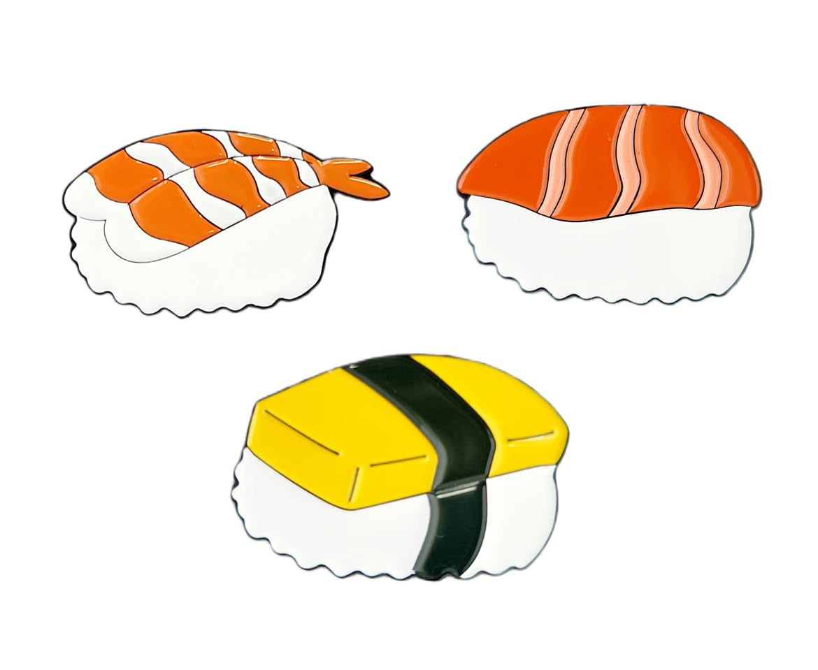 Food & Drink Golf Ball Markers with Hat Clip – Funny Magnetic Golf Accessories & Unique Gifts for Golf Lovers (Sushi Set)