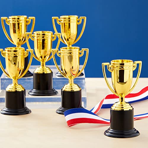 Mini Trophies 24-Pack - Gold-Plated Plastic, 2 x 4 x 2 in - Awards for Kids & Adults