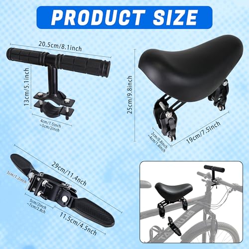 Front Mounted Child Bike Seat with Handlebars & Foot Pedals - Black