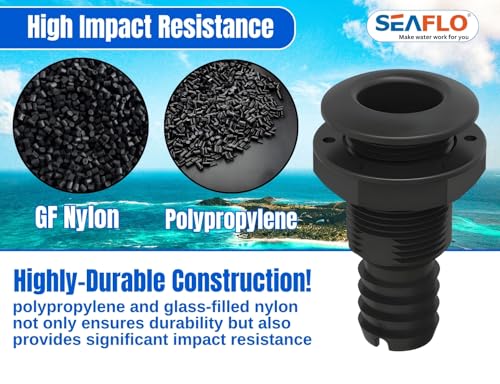 Thru Hull Fitting with Check Valve - 5/8", Black, 1-Pack