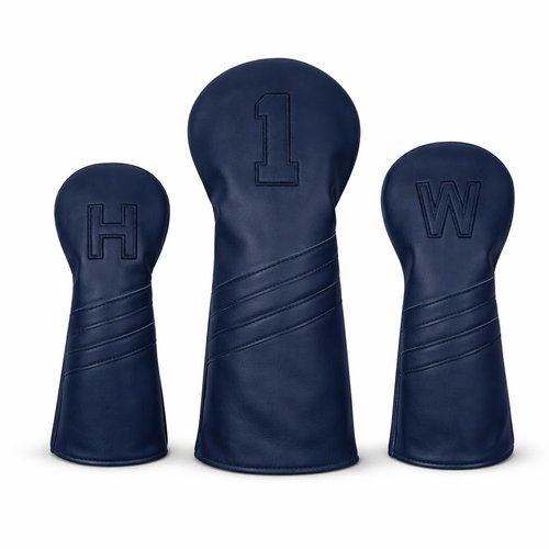Leather Golf Headcovers Set of 3 – Driver (1), Fairway Wood (W) & Hybrid (H) – Premium Retro PU Leather Golf Club Head Covers – Fits 460cc – Detroit Golf Co.