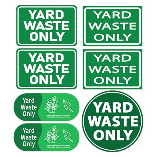 Yard Waste Only Vinyl Stickers with Bold Text and Icons for Outdoor Trash Bin Labeling Compost Separation Recycle Signage Use 8Pcs Hard Bike Water Bottles Laptop