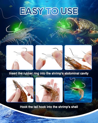 Luminous Live Shrimp Fishing Hooks - Alloy Steel, Size 15# - Silver