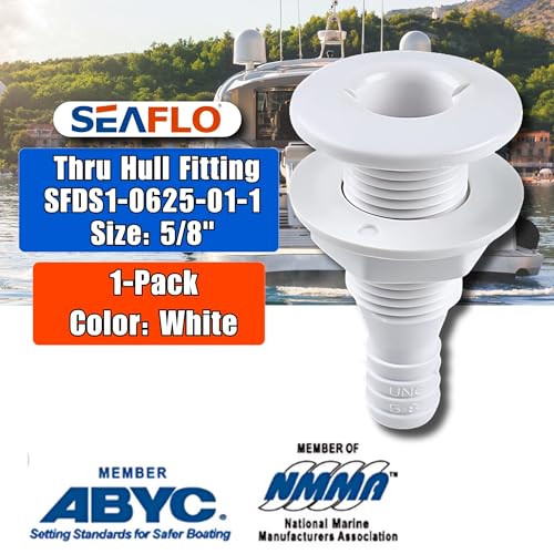 Thru Hull Fittings for 5/8" Hose - White