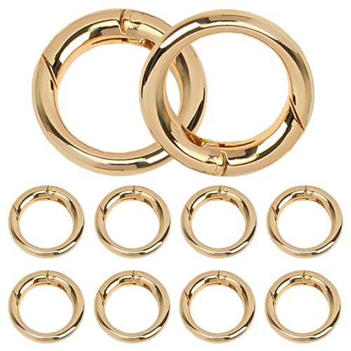 10 Pcs Small Round Metal Carabiner Clips - 0.8 Inch Gold