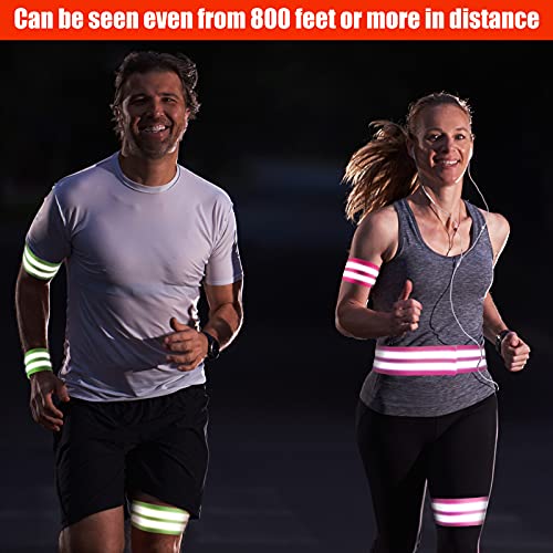 16-Piece Reflective Bands Set - High Visibility Safety Gear - Green & Pink