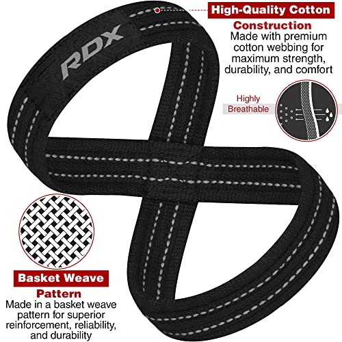 Figure 8 Weight Lifting Straps with Wrist Support - Black Gray