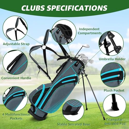 Complete Golf Club Set for Men & Women - 8-Piece Right Light Blue