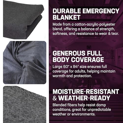 Kemp USA Emergency Relief Blanket Gray 60x84 Inch for Disaster & Outdoor Use