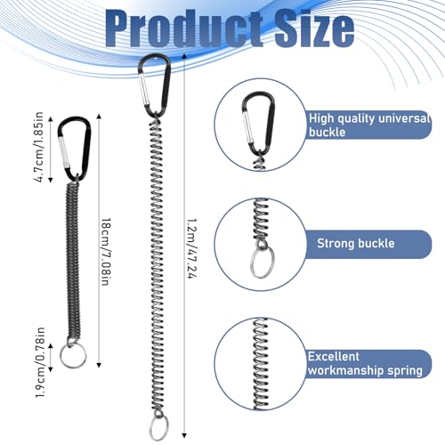 Heavy Duty Fishing Lanyards - 6 Pack Retractable Coil Keychains