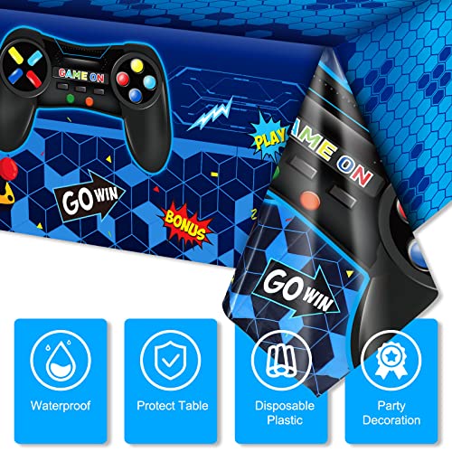 Tatuo 3 Pcs Plastic Video Game Table Cover for Kids Birthday,Blue