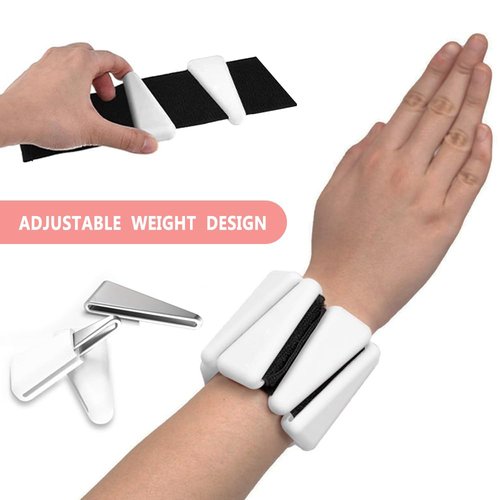 BSAFP Wrist Weights Set of 2, Adjustable Silicone Wrist and Ankle Weights for Women and Men, Adjustable Silicone Weight Bracelets (1Lbs Each) Suitable for Yoga, Pilates, Dance, Running, Jogging (White, 2 lbs Pair (1lb Each))