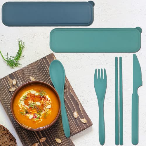 Reusable Travel Cutlery Set with Case - 2 Sets of Utensils