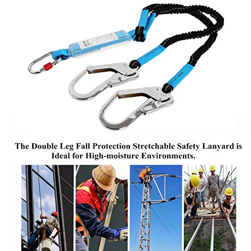 6ft Internal Shock Absorbing Safety Lanyard with Double Snap Hook Connectors, Fall Protection Equipment