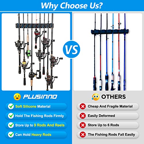 Vertical Fishing Rod Holder - Wall Mounted Rack for 9 Rods