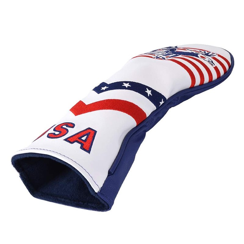 GOOACTION USA Eagle Golf Fairway Wood Head Cover, American Stars Stripes Flag Pattern PU Leather Protector | Waterproof & Fits 3/5 Woods for On-Course Protection