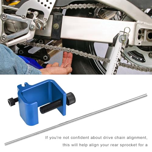 Motorcycle Chain Alignment Tool - Aluminum Sprocket Adjuster - Blue