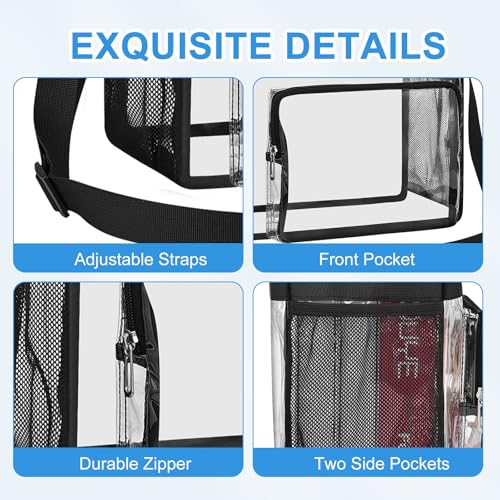 Stadium Approved Clear Tote Bag 12x12x6 with Reinforced Straps