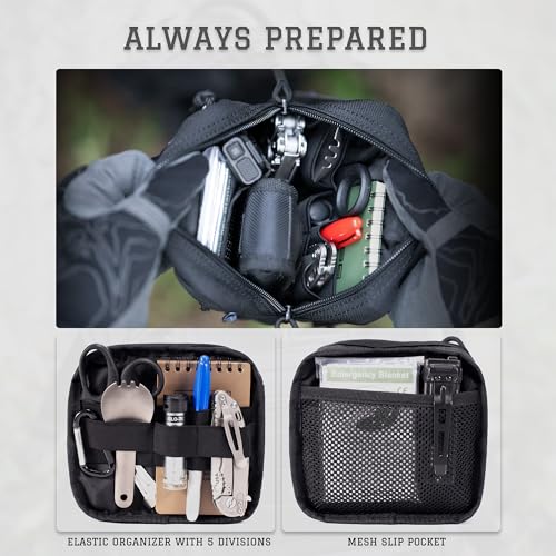 CLTAC Black M Tactical Molle Admin Pouch Utility EDC Tool Bag with US Flag Patch