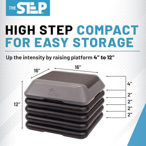 High Step Aerobic Platform with 4 Risers - Grey
