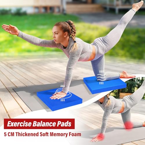 Pylzodsi Balance Pad 15.7 x 13 x 2 in — Non-Slip TPE Memory Foam Stability Mat, Blue