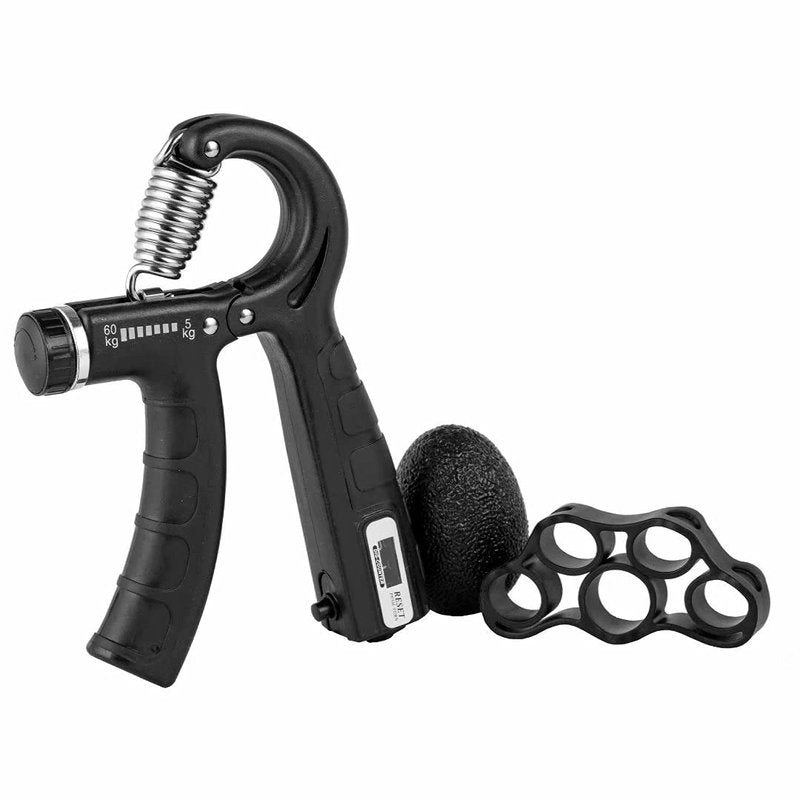 steelway Grip Strength Trainer Kit (3 Pack), Counting Hand Gripper Adjustable Resistance from 11-132 LB (5-60 kg), Finger Stretcher & Stress Relief Grip Ball for Athletes Muscle Building and Injury Recovery