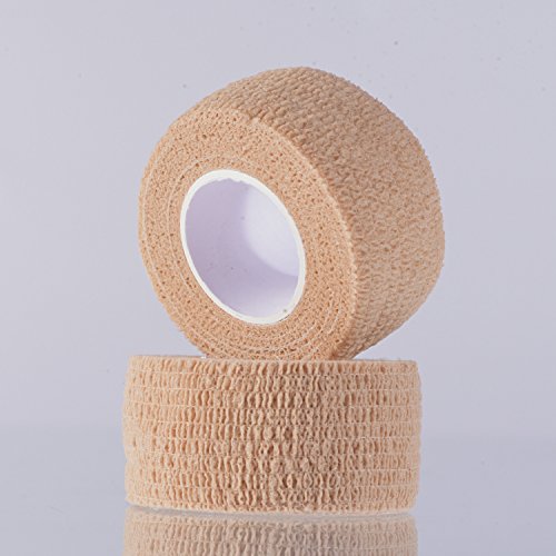 Self-Adherent Sports Tape - 12 Rolls, 1" x 5 Yards - Skin Color